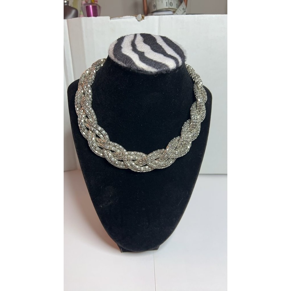 Vintage Braided Silver Tone Necklace
